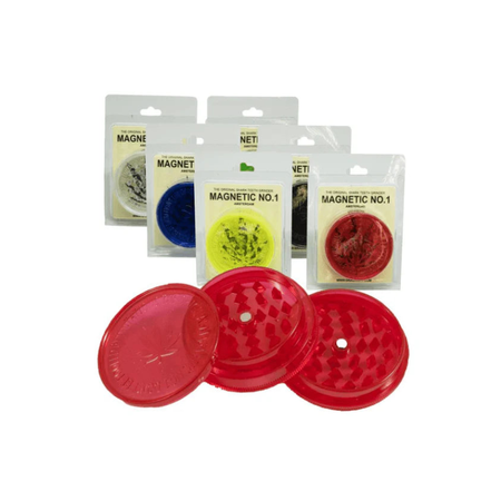 No1 Magnetic Plastic Shark Teeth Grinder Assorted Colours x 12