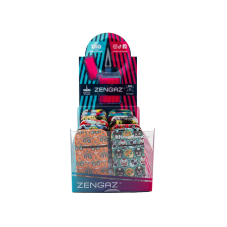 Zengaz Zl-13 Camo And Calavera Wing Jet Blue Flame Lighters (12 Pack)
