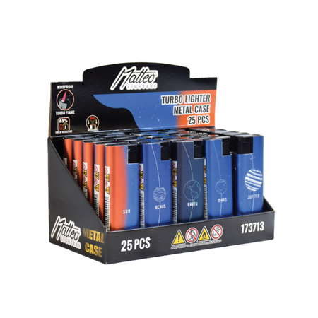 Matteo Metal Turbo Lighter Solar System Windproof 25 pack