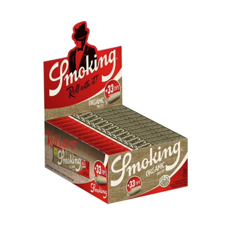 Clearance Smoking Organic King Size Rolling Paper + Tips full box