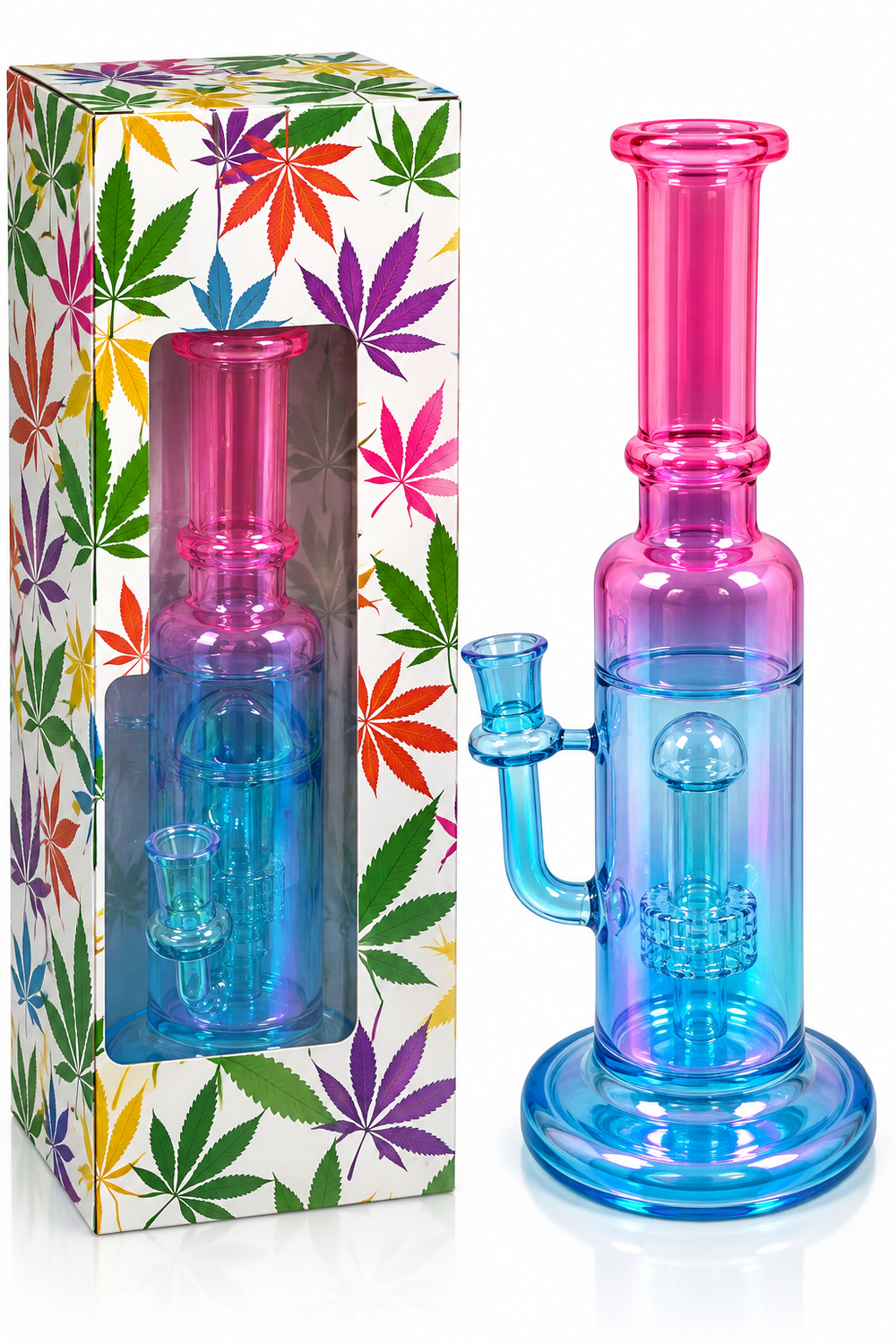 8.4-Inch Klein Style Heavy Glass Bong Water Pipe - Mixed Colours Boxed