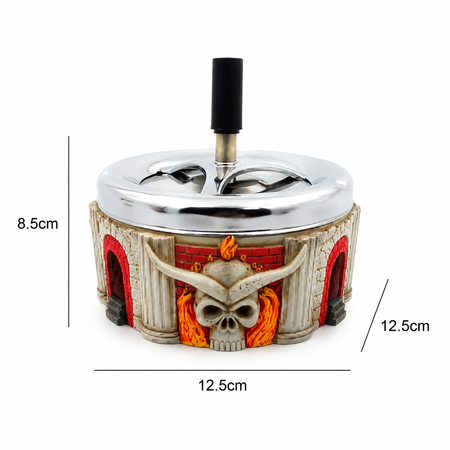 Quality Spinning Ashtray Temple Design 13cm Rotating Smokeless Push Down SS-2954