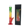 Rasta Rainvow Frosted Glass Bong with Leaf Design | Straight Tube Water Pipe x 1 boxed