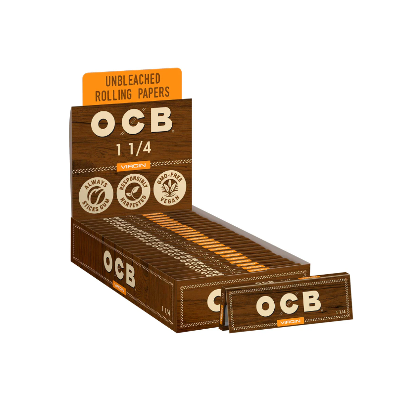 New OCB Virgin Unbleached 1¼ Rolling Papers 25pack
