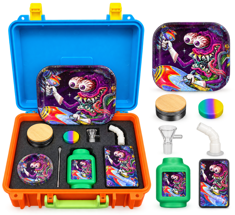 Premium Portable Smoke Kit Gift Set – Alien-themed Complete Travel Kit with Carrying Case & Accessories