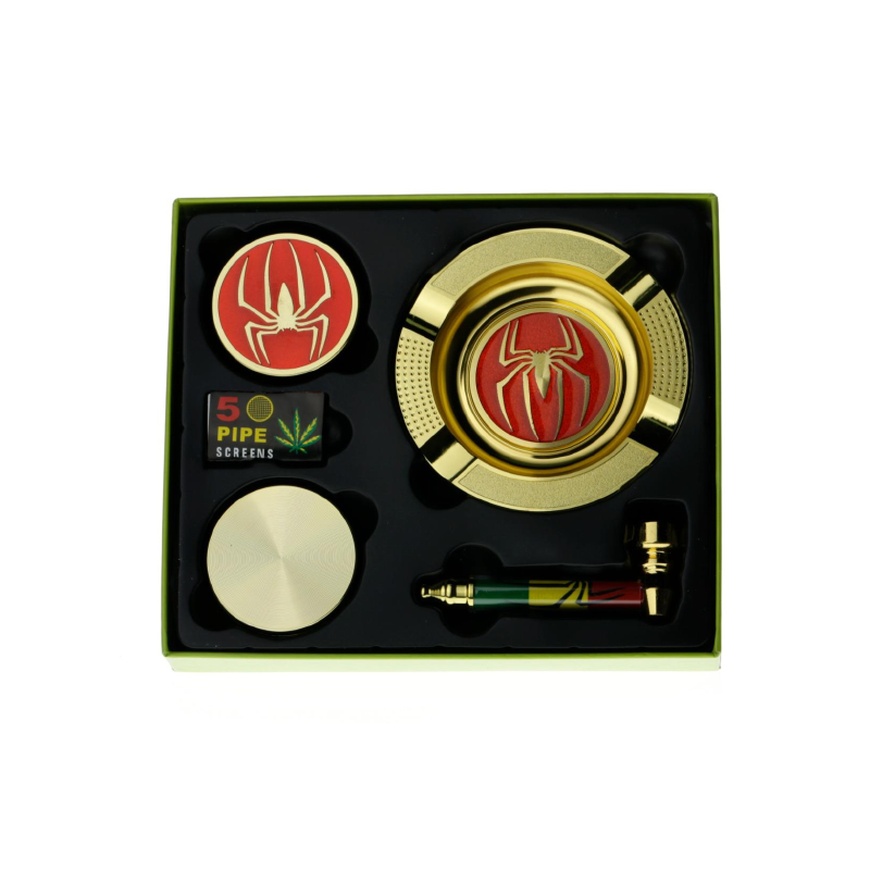 Amsterdam 5 in 1 Smoking Gift Set Metal Gold Spider Accessory