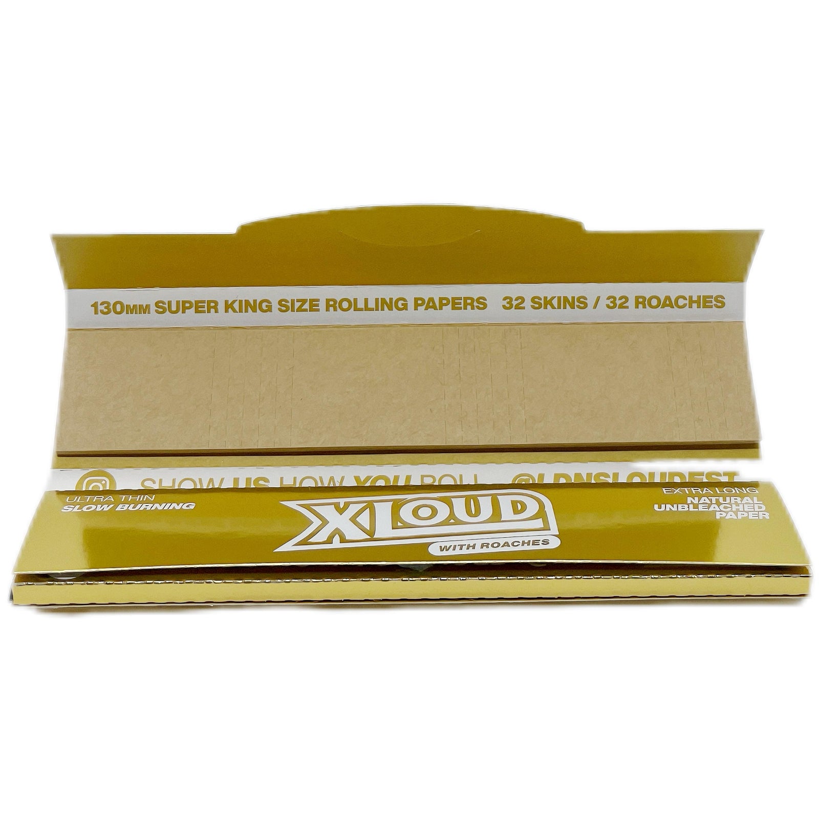 Xloud Natural Gold Extra Long Thin Paper with Roaches 24pck