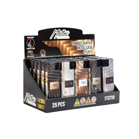 Matteo Metal Turbo Lighter Luxury Windproof 25 pack