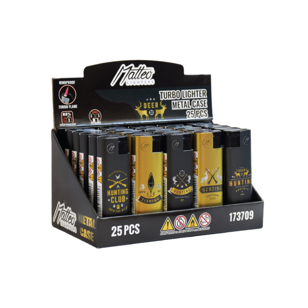 Matteo Metal Turbo Lighter Hunter Windproof 25 pack