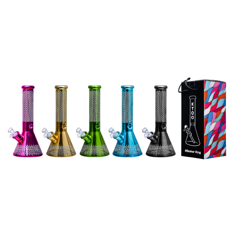 Glass Beaker Bong Metallic 7mm – 10 Inches Assorted Colours FE-6120