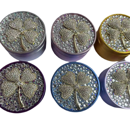 Metal Grinder with Crystal Designs 63mm 4 Part  Assorted x 6