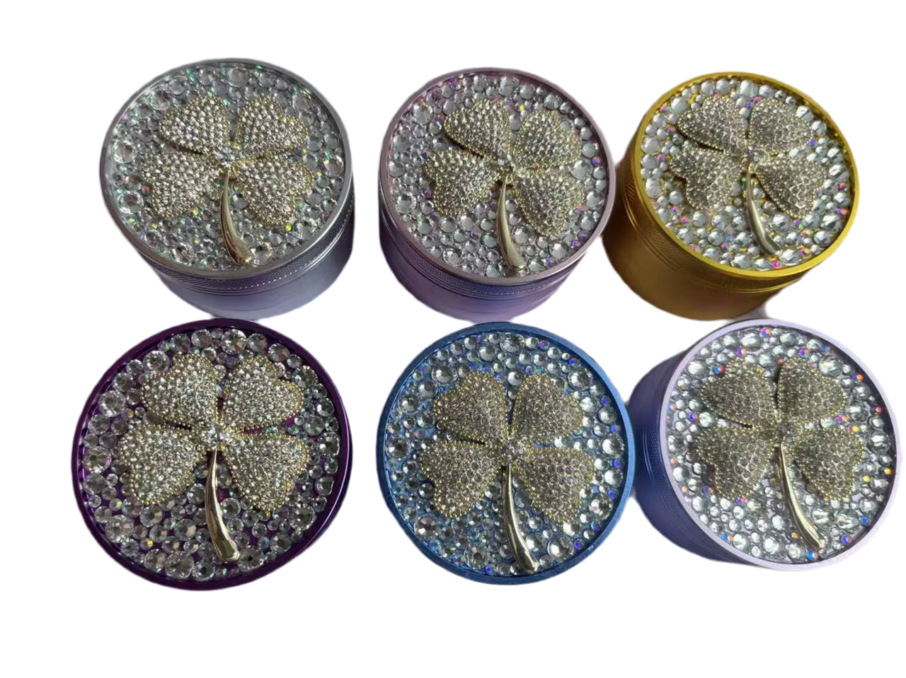 Metal Grinder with Crystal Designs 63mm 4 Part  Assorted x 6