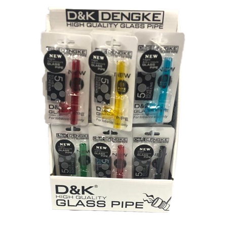 D&K Coloured Glass Pipe on Card with Screen x 24