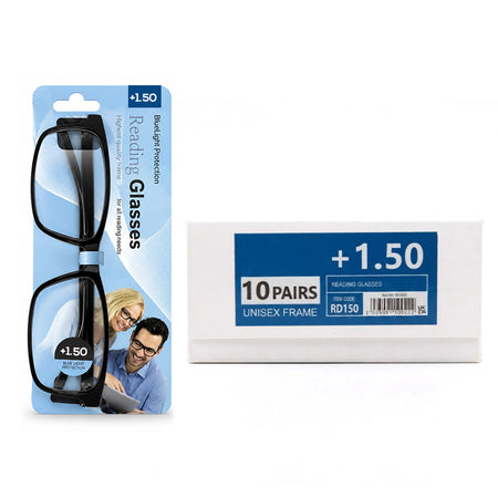 10 Pairs +1.50 Reading Glasses – Unisex Frames | RD400
