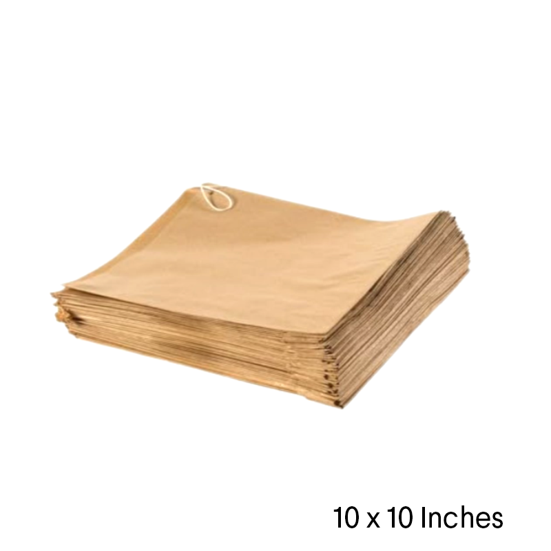 Kraft Brown Paper Bags - Strung - 10" x 10" - Pack of 1000