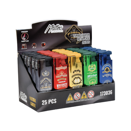 Matteo Metal Turbo Lighter Whiskey Windproof 25 pack