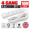 Extension Lead, 4 Gang, 10 Metre Extension Cable with UK 3 Pin Plug