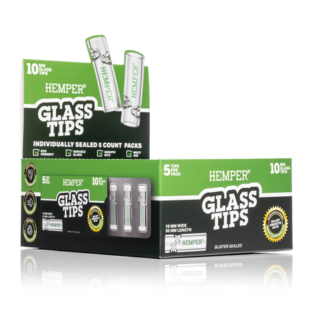 Hemper Glass Filter Tips 10mm 5 Pack 10 packs per box (50 tips)