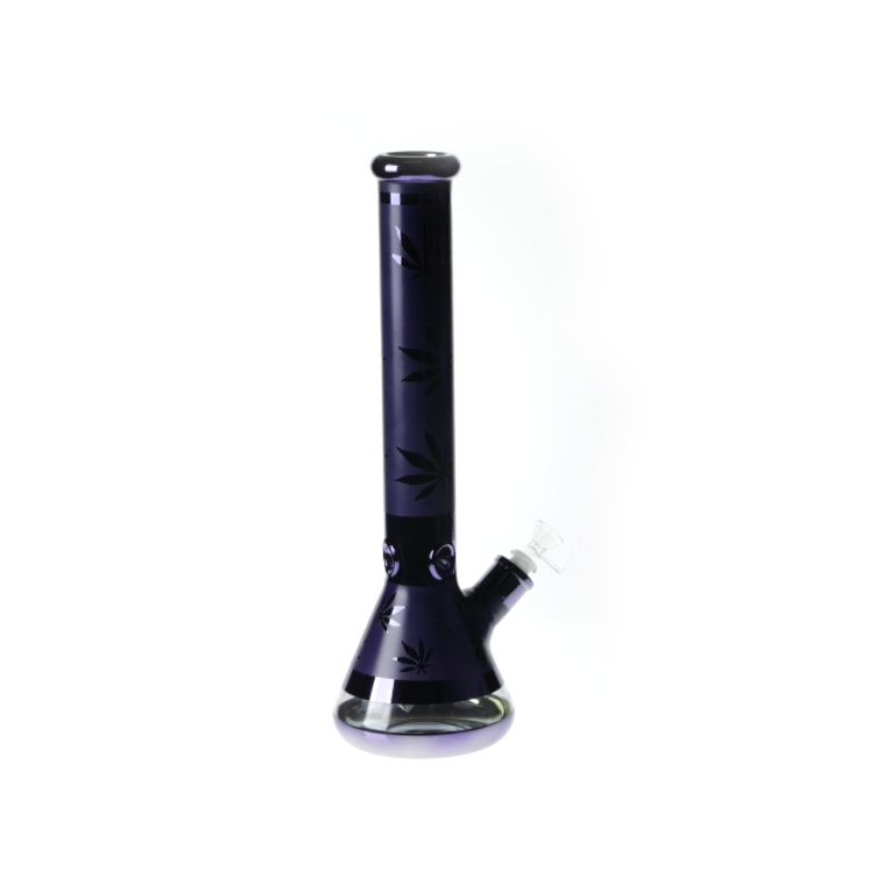 High Quality Glass Bong Weed Print Metallic Leaf – Assorted Colour – 42cm Large