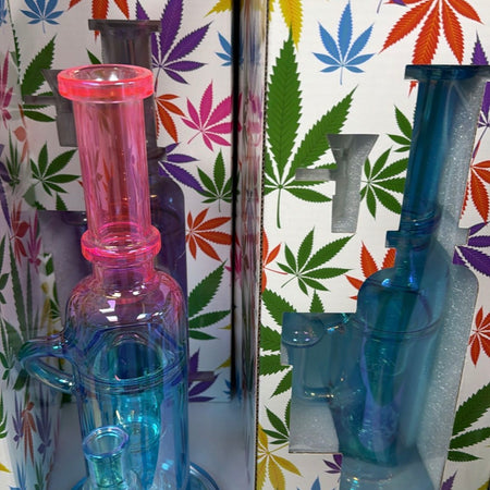 8.4-Inch Klein Style Heavy Glass Bong Water Pipe - Mixed Colours Boxed