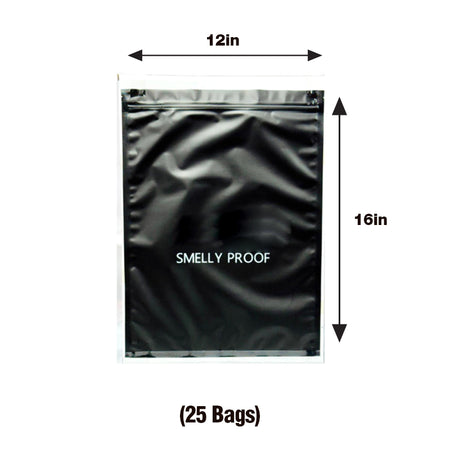 Matt Black Smell Proof Bag 12" x 16" 25 bags