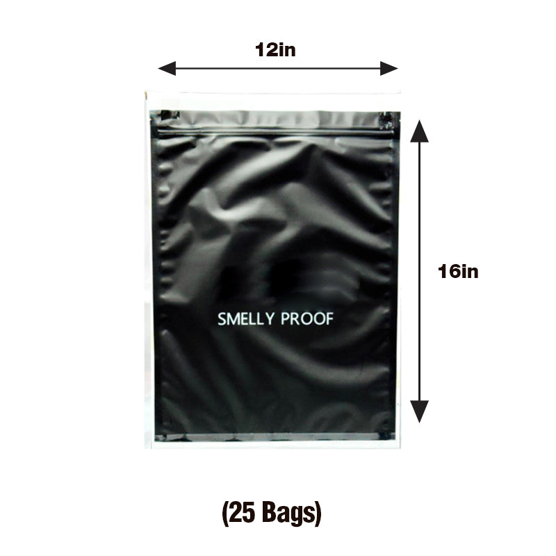 Matt Black Smell Proof Bag 12" x 16" 25 bags