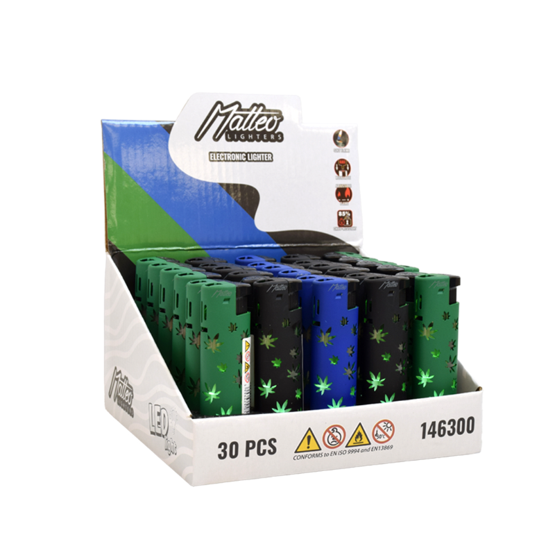 Jet Lighter 146300 Matteo in Metal case Inner LED Light up Weed 30 pack