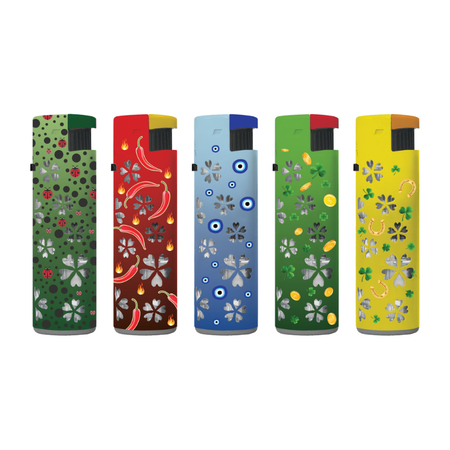 Jet Lighter 146301 Matteo in Metal case Inner LED Lucky 30 pack