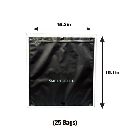 Matt Black Smell Proof Bag 15.3" x 16.1" 25 bags