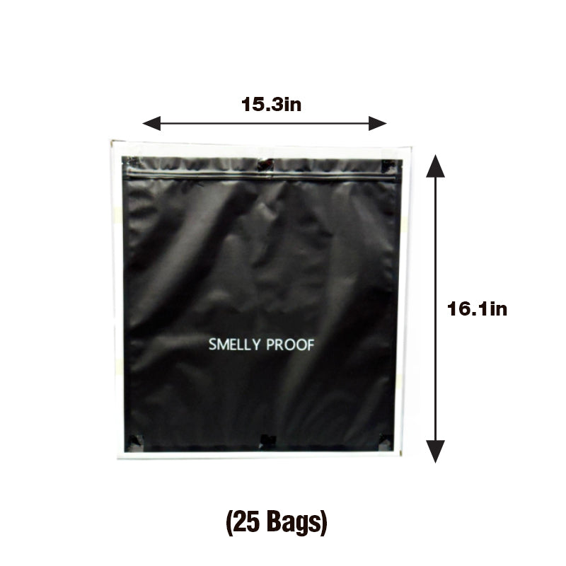 Matt Black Smell Proof Bag 15.3" x 16.1" 25 bags