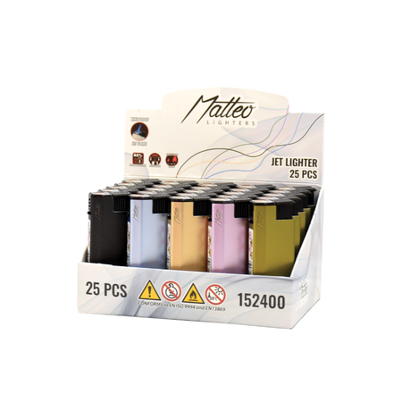 Jet Lighter 152400 – Matteo Metal Case (Elegant Colors) – 25pcs