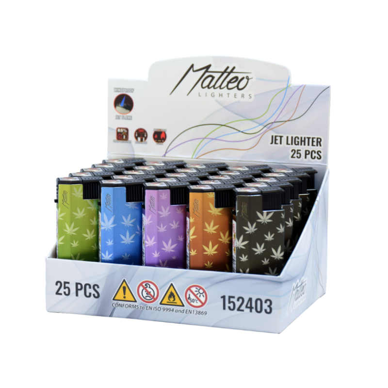 Jet Lighter 152403 Matteo in Metal case Weed 25 pack