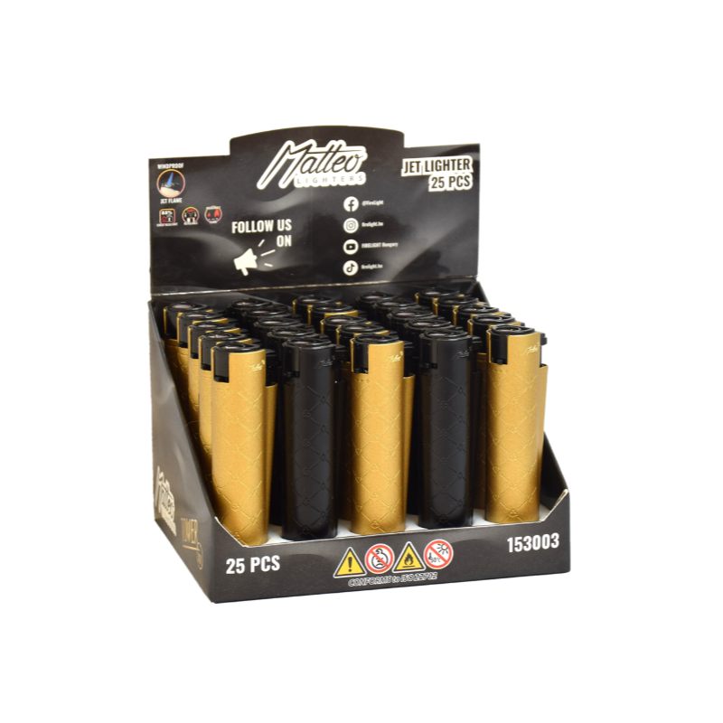 Jet Lighter 153003 Matteo Tower XL Gold black poker 25 pack