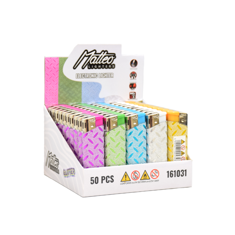 Electronic Lighter 161031 Matteo Glitter Colorful 50 pack