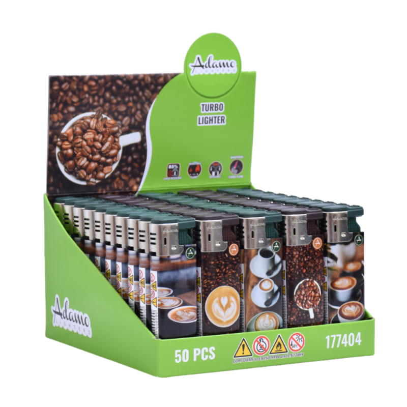 Turbo Lighter 177404 Adamo Design label Coffee 50pack