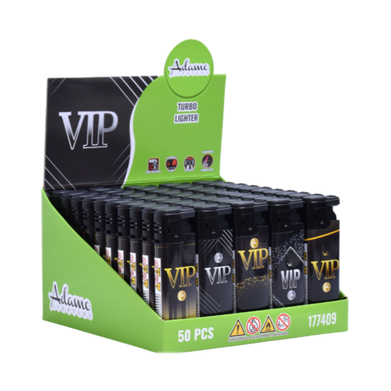 Turbo Windproof Lighter 177409 Adamo Design label V.I.P. 50pack