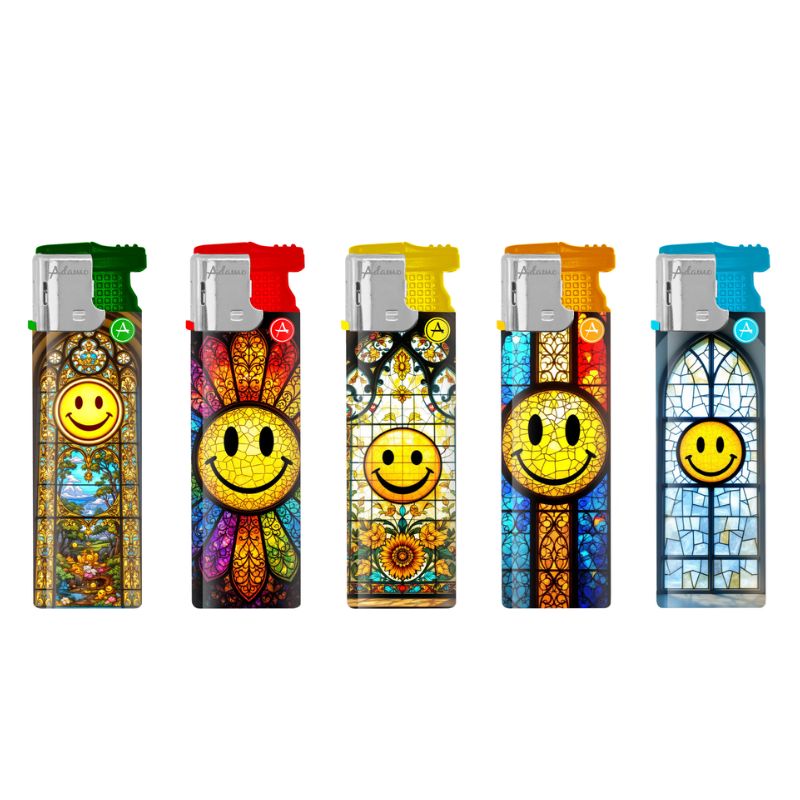 Turbo Windproof Lighter 177433 Adamo Design Label - Smiley 50pack