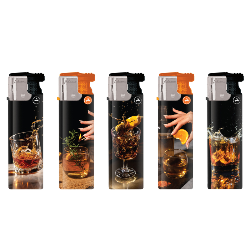 Turbo Windproof Lighter 177435 Adamo Design Label - Whiskey 50pack