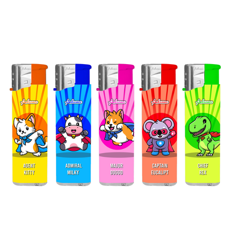 Turbo Windproof Lighter 178902 Adamo Design Label - Superhero Animal 50pack