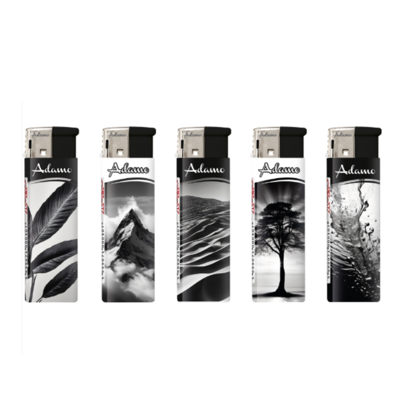 Electronic Lighter 1881050 Adamo Design Label - Black and White 50pack