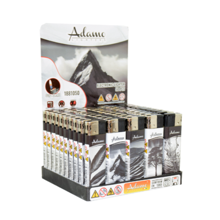 Electronic Lighter 1881050 Adamo Design Label - Black and White 50pack
