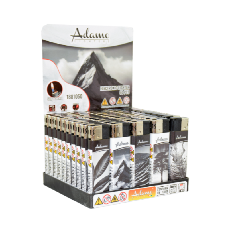 Electronic Lighter 1881050 Adamo Design Label - Black and White 50pack