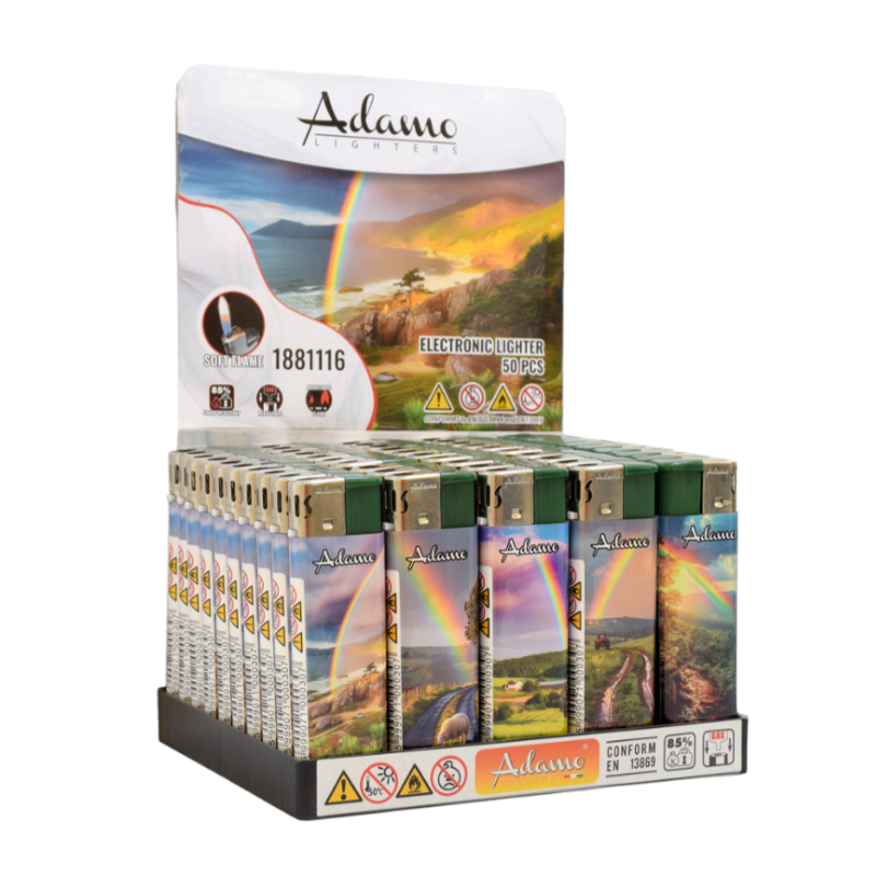 Electronic Lighter 1881116 Adamo Design Label - Rainbow 50pack