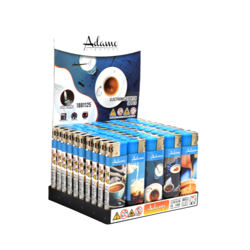 Electronic Lighter 1881125 Adamo Design Label - Blue Coffee 50pack