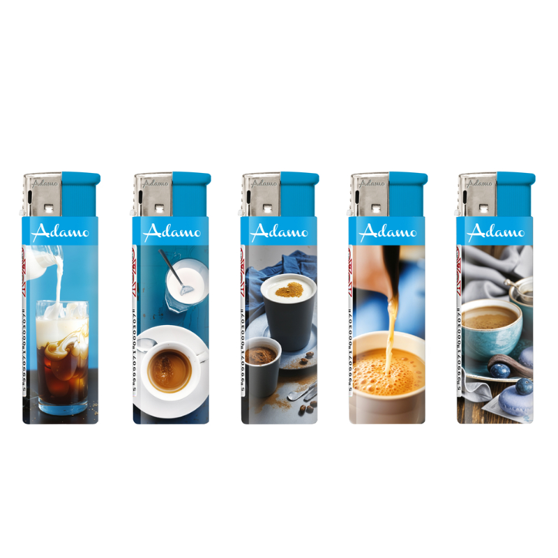 Electronic Lighter 1881125 Adamo Design Label - Blue Coffee 50pack