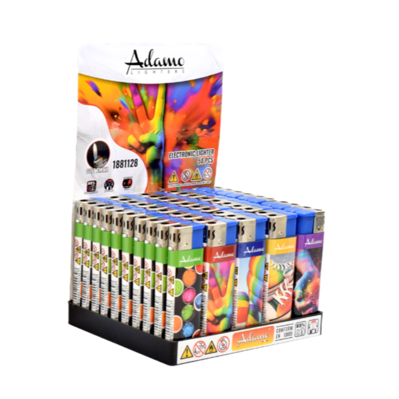Electronic Lighter 1881128 Adamo Design Label - Colorful 50pack
