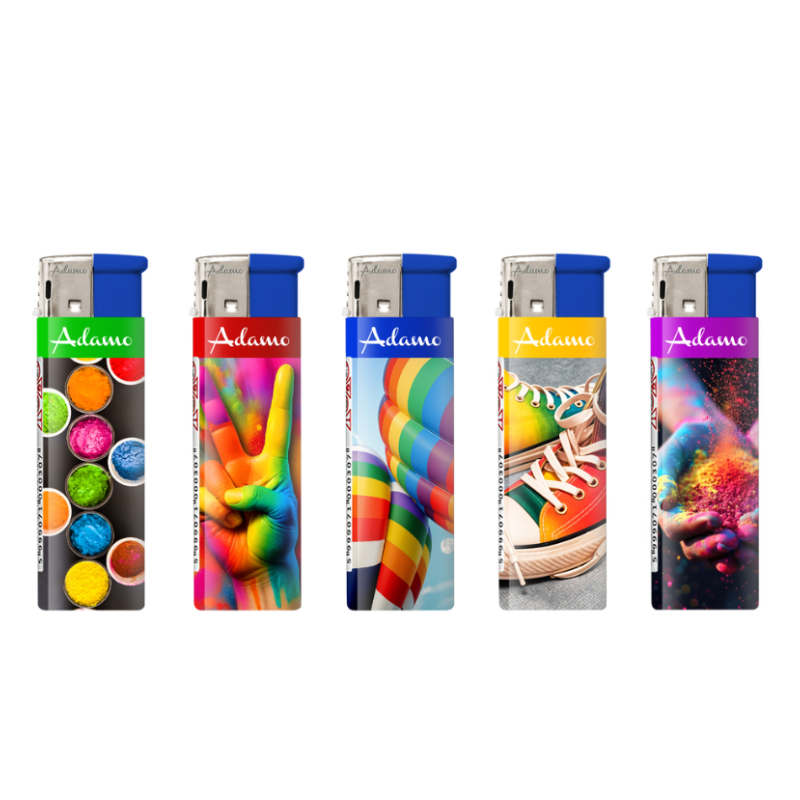 Electronic Lighter 1881128 Adamo Design Label - Colorful 50pack
