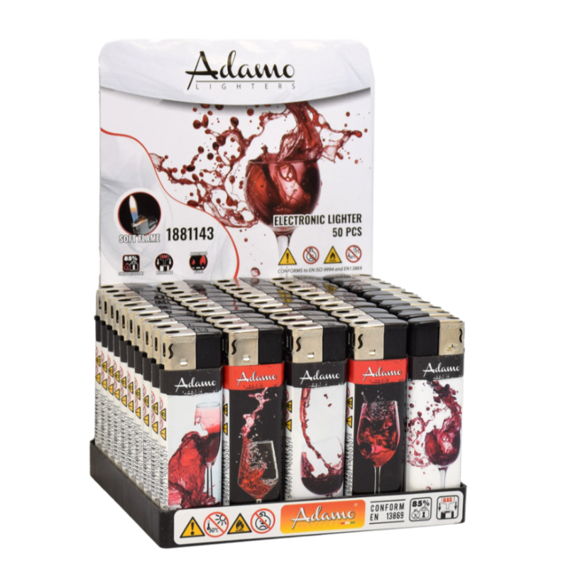 Electronic Lighter 1881143 Adamo Design Label - Wine 50pack