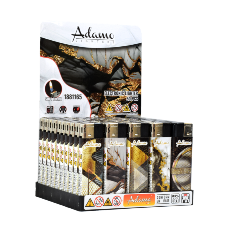 Electronic Lighter 1881165 Adamo Design Label - Abstract Gold 50pack