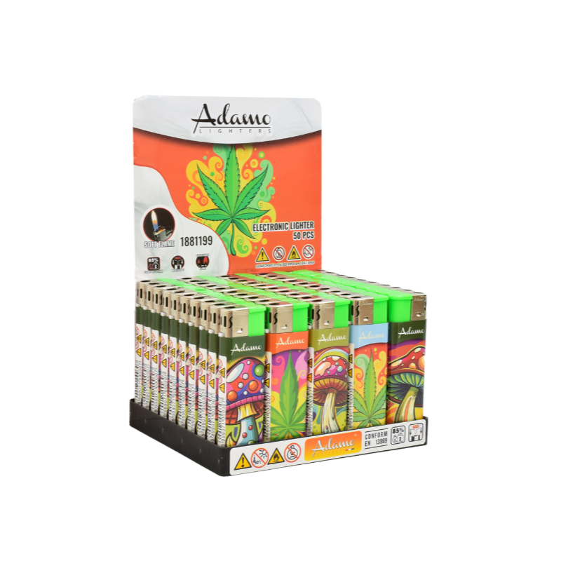Electronic Lighter 1881199 Adamo Design label Mushroom and weed 50 pack